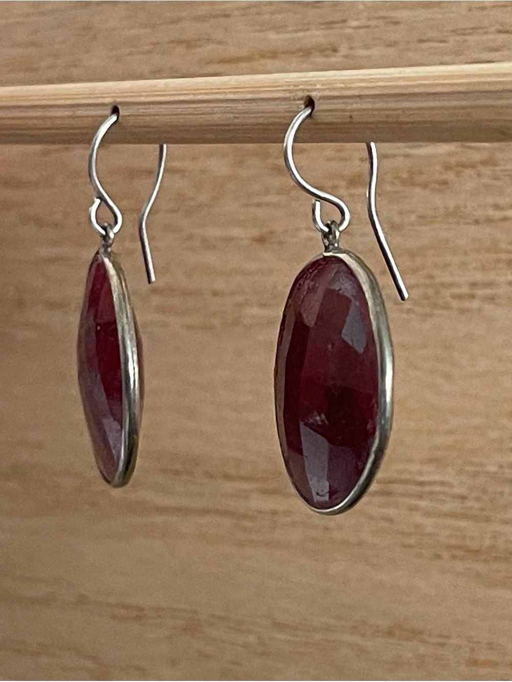 Vintage Natural Ruby stone disc earrings.